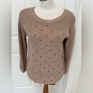 Elle polka dot cotton crew neck sweater size large